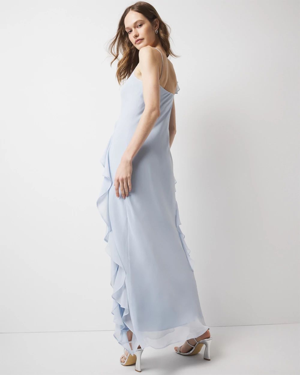 【関税&送料込】Off-White Dress With Ruffles Ruffle Slip Dress | White House Black Market